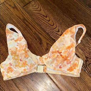 ASOS Orange Floral Lighlty Lined Triangle Bikini Top